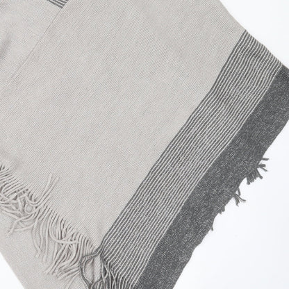 F&F Womens Grey V-Neck Striped Acrylic Pullover Jumper One Size