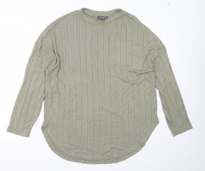 Primark Womens Green Round Neck Striped Viscose Pullover Jumper Size M