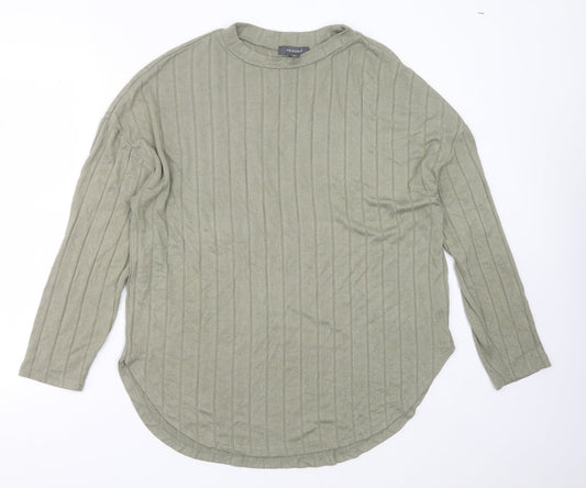 Primark Womens Green Round Neck Striped Viscose Pullover Jumper Size M