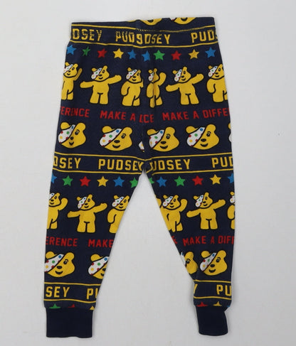 George Boys Blue Geometric Cotton  Pyjama Pants Size 2 Years   - Pudsey