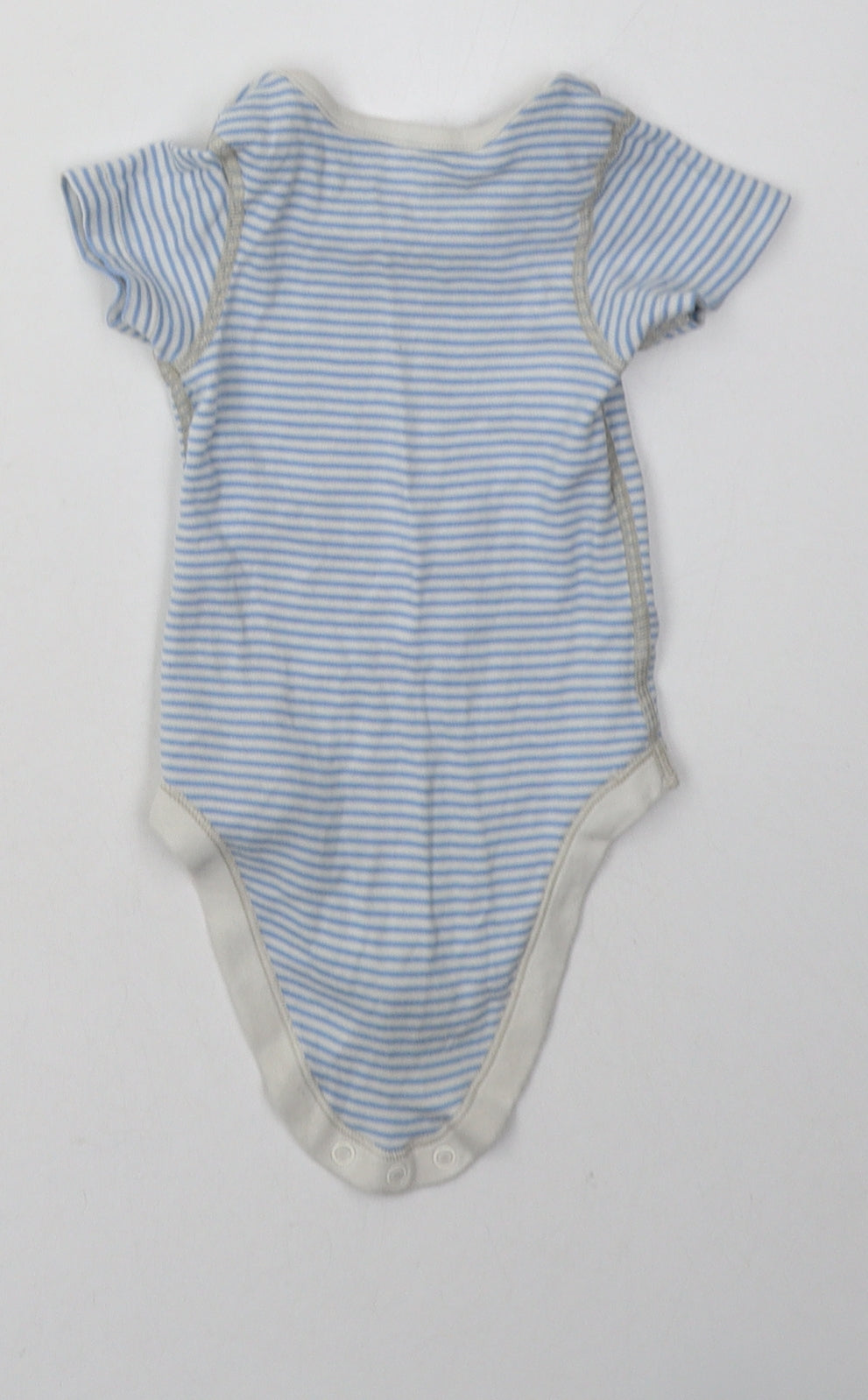 Marks and Spencer Boys Blue Striped Cotton Babygrow One-Piece Size 9-12 Months  Buckle