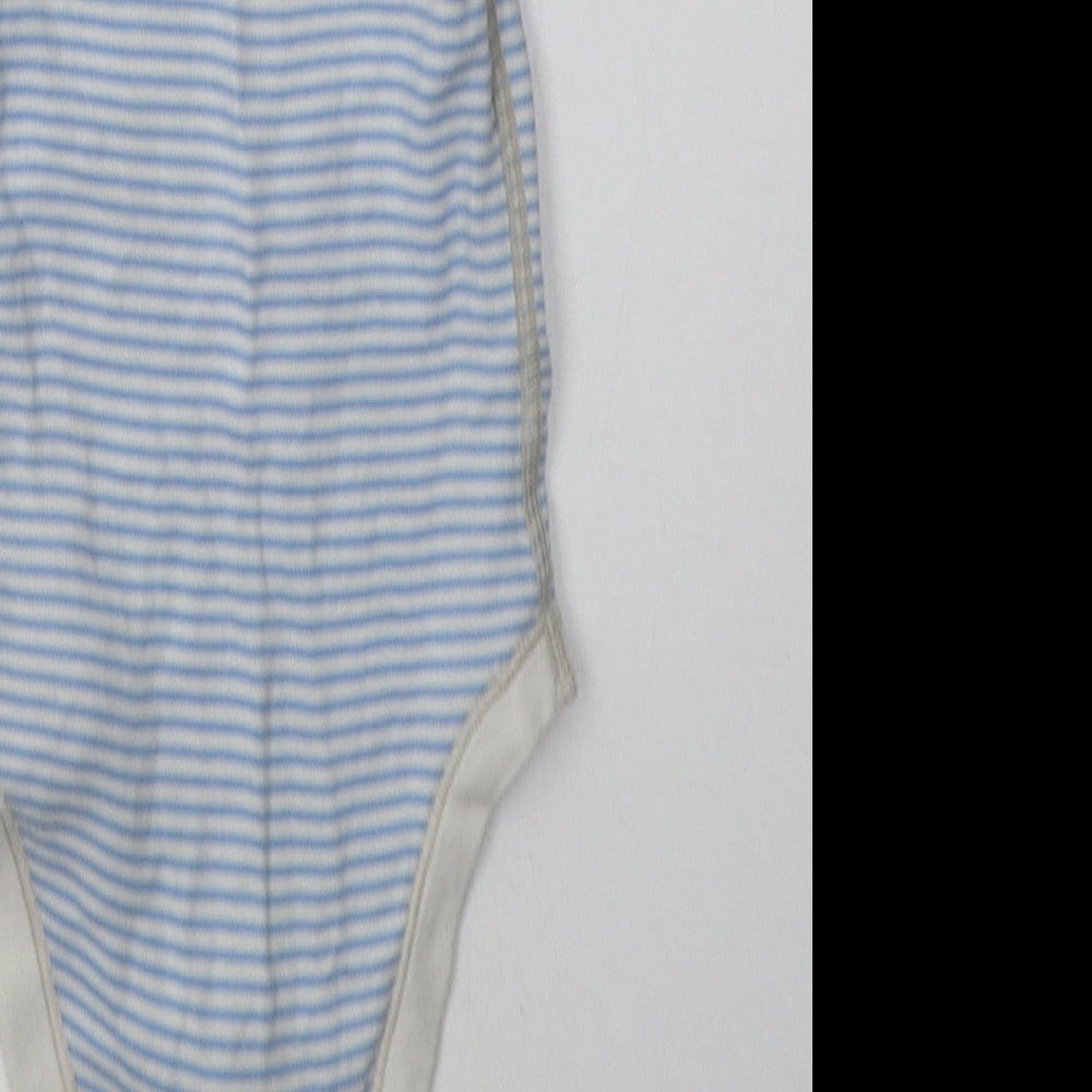 Marks and Spencer Boys Blue Striped Cotton Babygrow One-Piece Size 9-12 Months  Buckle