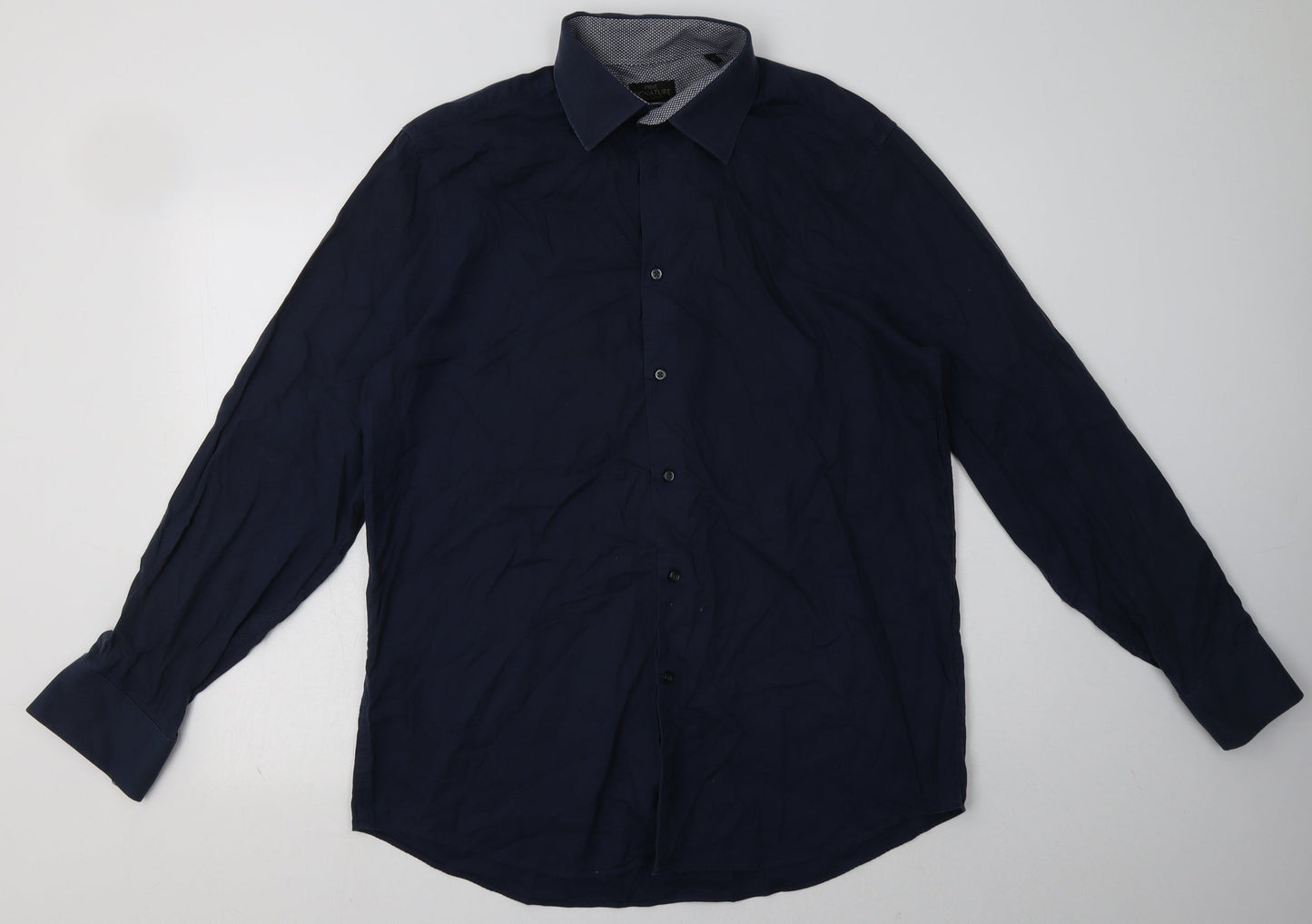 George Mens Blue  Cotton  Button-Up Size 17 Collared Button
