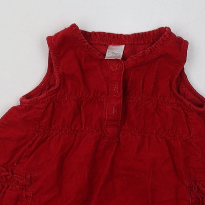 n3xt Girls Red  Cotton A-Line  Size 3-6 Months  Crew Neck Button