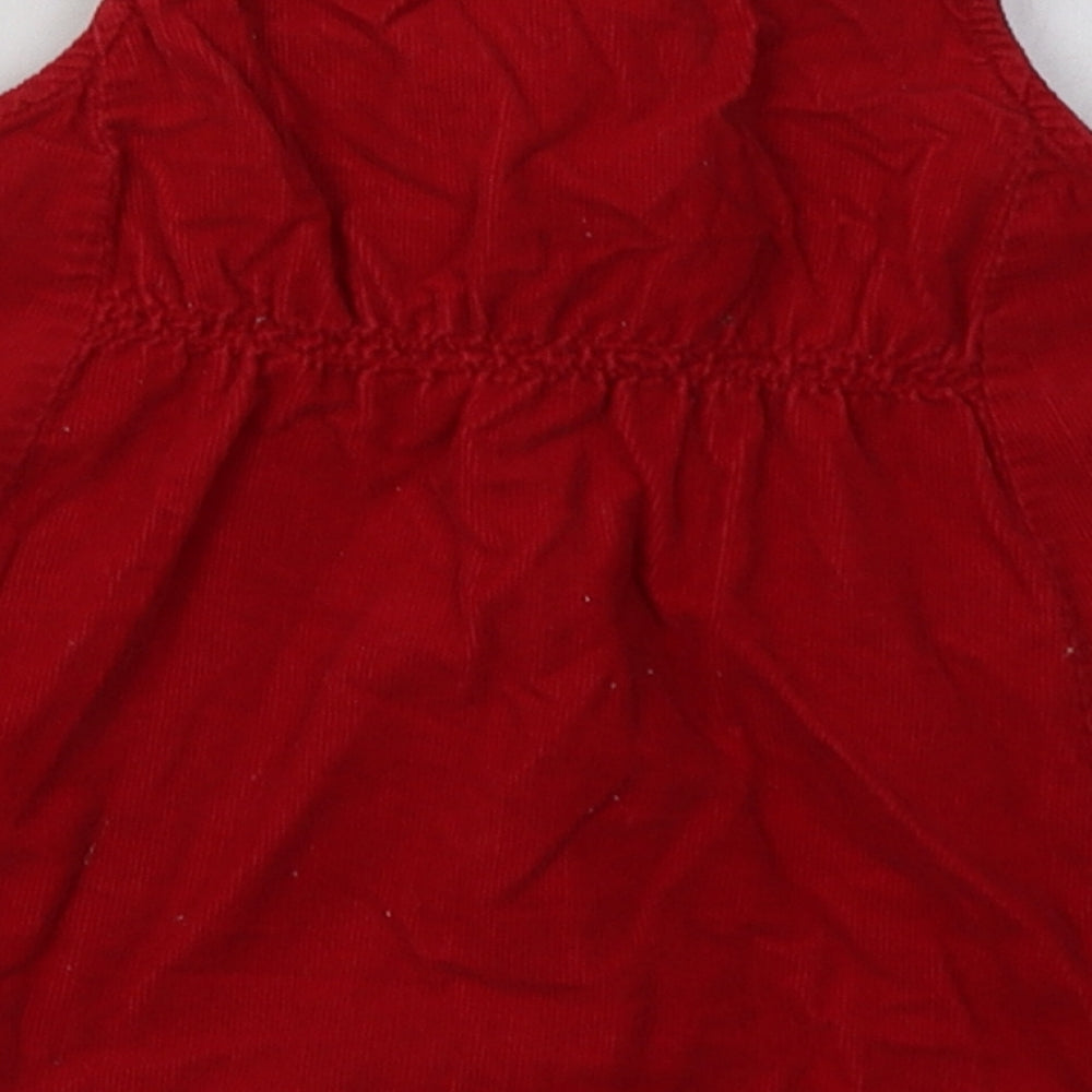 n3xt Girls Red  Cotton A-Line  Size 3-6 Months  Crew Neck Button
