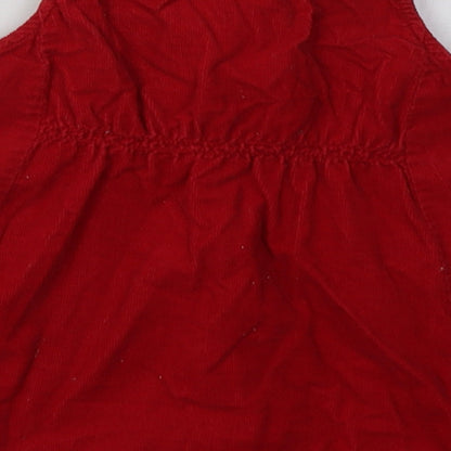 n3xt Girls Red  Cotton A-Line  Size 3-6 Months  Crew Neck Button