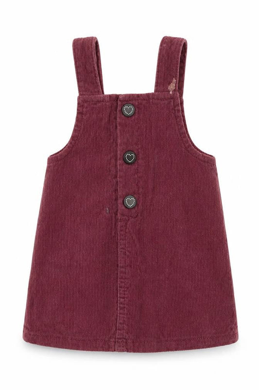 F&F Girls Purple  Cotton Pinafore/Dungaree Dress  Size 3-6 Months  Square Neck Buckle