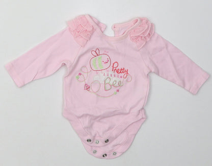 George Girls Pink  Cotton Babygrow One-Piece Size Newborn  Buckle - pretty little bee