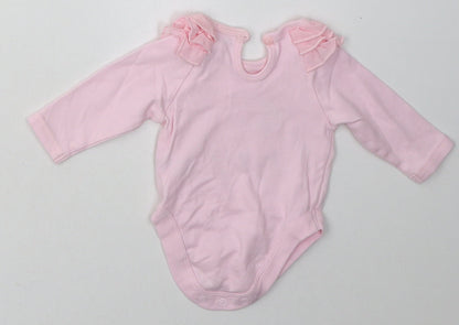 George Girls Pink  Cotton Babygrow One-Piece Size Newborn  Buckle - pretty little bee
