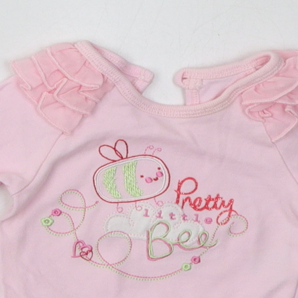 George Girls Pink  Cotton Babygrow One-Piece Size Newborn  Buckle - pretty little bee