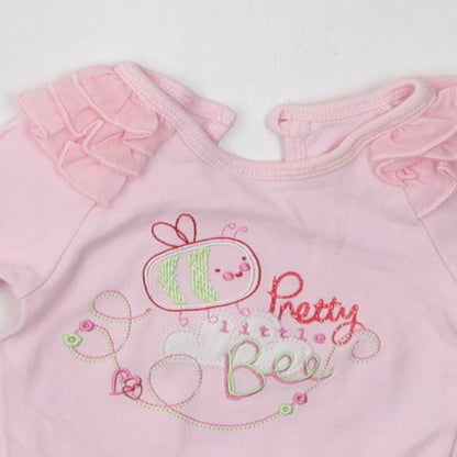 George Girls Pink  Cotton Babygrow One-Piece Size Newborn  Buckle - pretty little bee