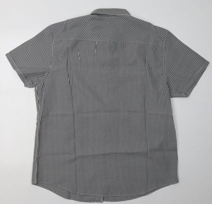 Mens UK Size L Debenhams Black  Button-Up Short Sleeve Casual Shirt