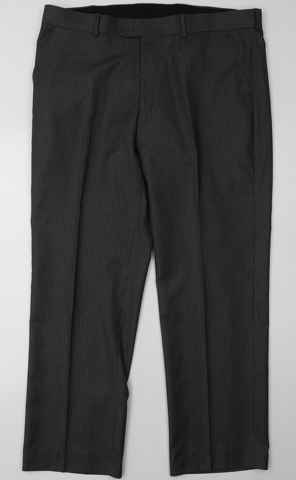 karl jackson Womens Grey Striped Polyester Trousers  Size 36 L31 in Regular Button - Short