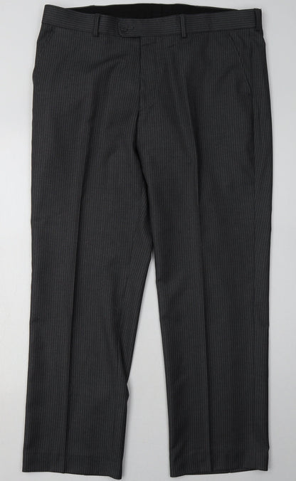 karl jackson Womens Grey Striped Polyester Trousers  Size 36 L31 in Regular Button - Short