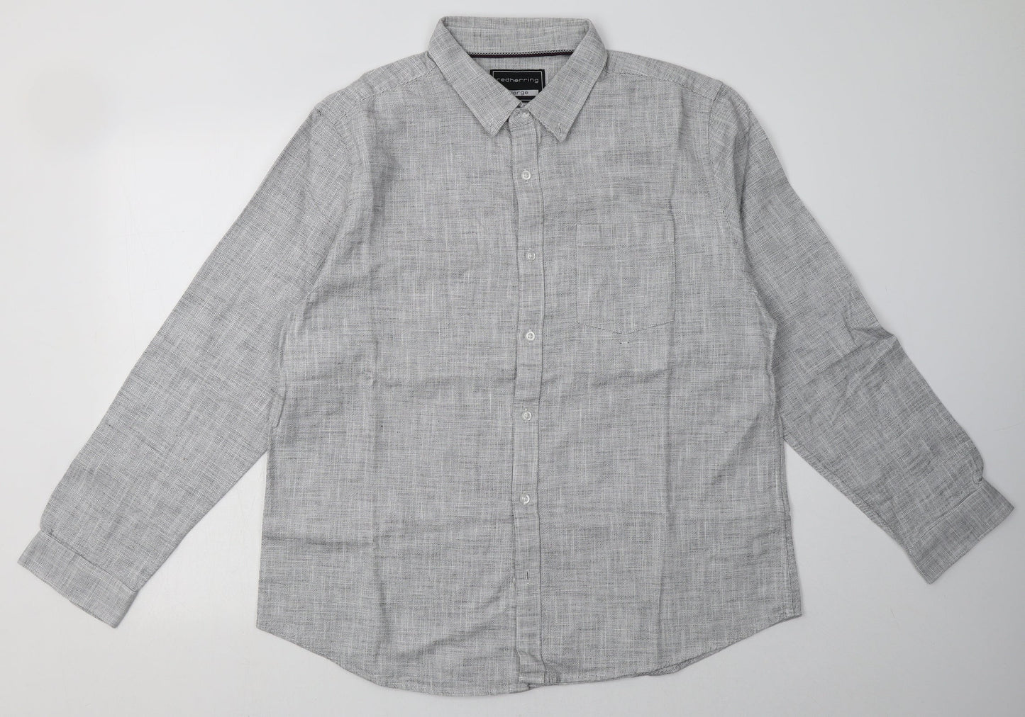 Mens UK Size XL Debenhams Grey  Button-Up Long Sleeve Casual Shirt