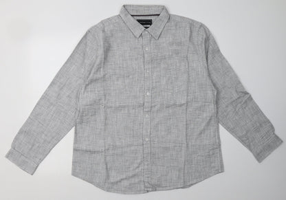 Mens UK Size XL Debenhams Grey  Button-Up Long Sleeve Casual Shirt