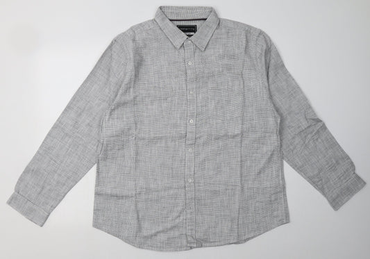 Mens UK Size XL Debenhams Grey  Button-Up Long Sleeve Casual Shirt
