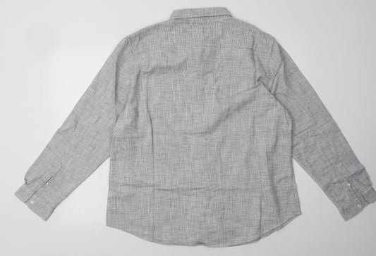 Mens UK Size XL Debenhams Grey  Button-Up Long Sleeve Casual Shirt