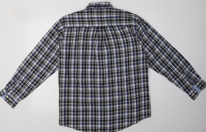 signal extra Mens Black Check Cotton  Button-Up Size L Collared Button