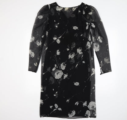Frank Usher Womens Multicoloured Floral Polyester Shift  Size 10  Round Neck