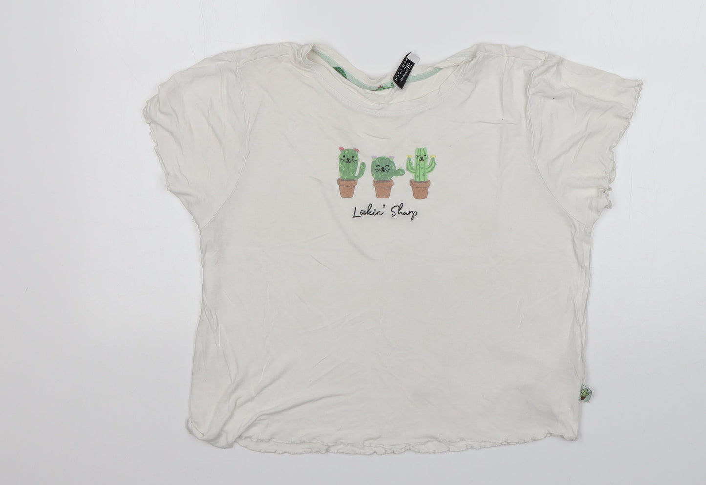 Womens UK Size M New Look White Cropped T-Shirt