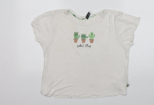 Womens UK Size M New Look White Cropped T-Shirt