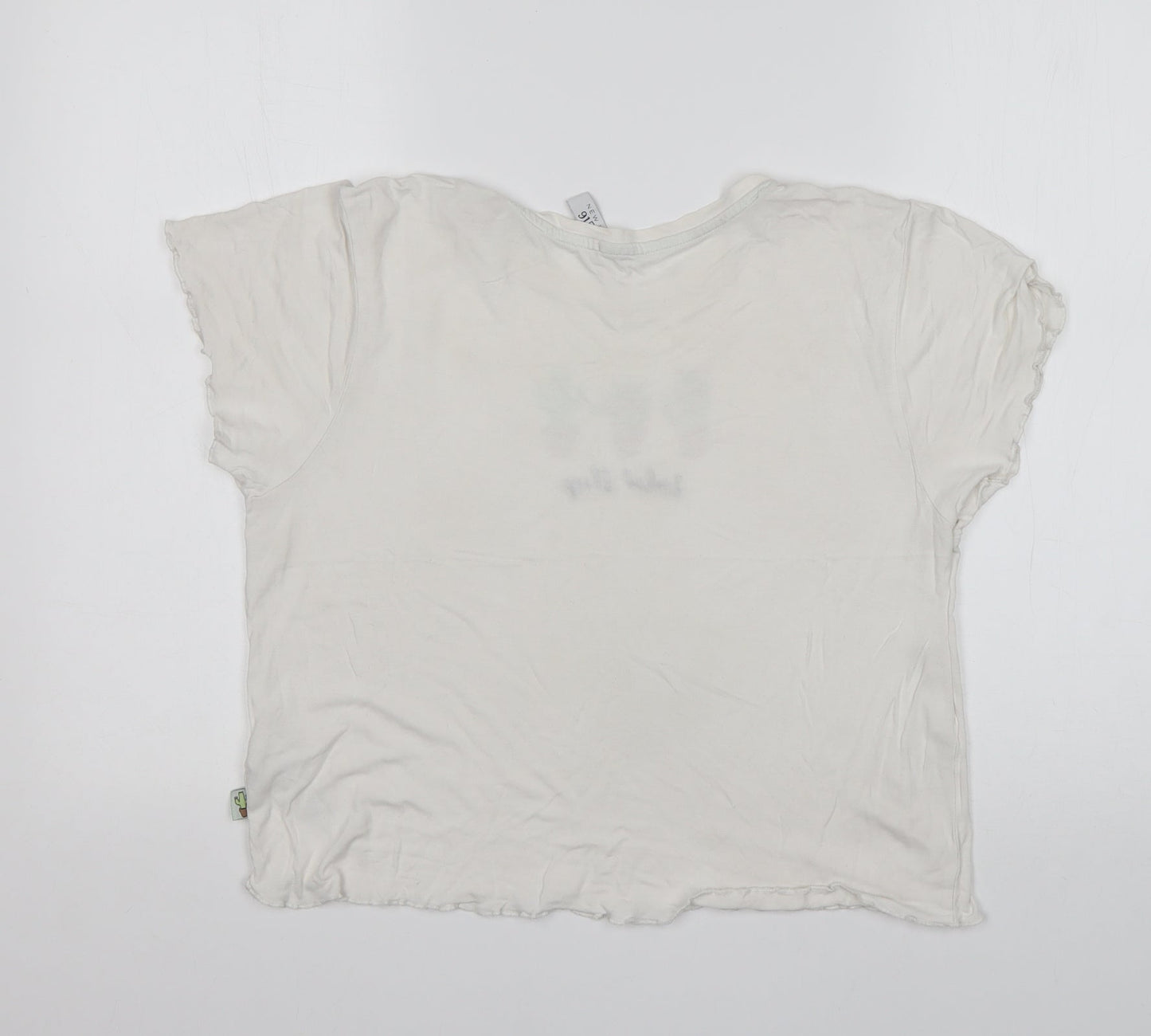 Womens UK Size M New Look White Cropped T-Shirt