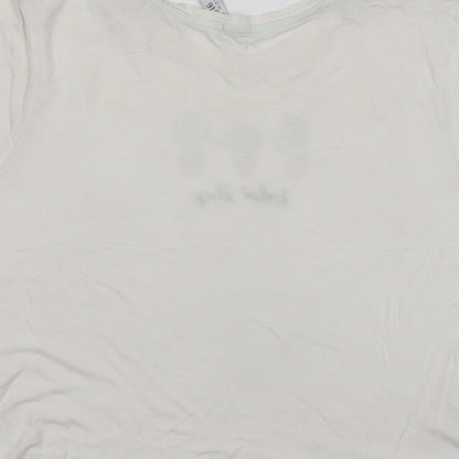 Womens UK Size M New Look White Cropped T-Shirt