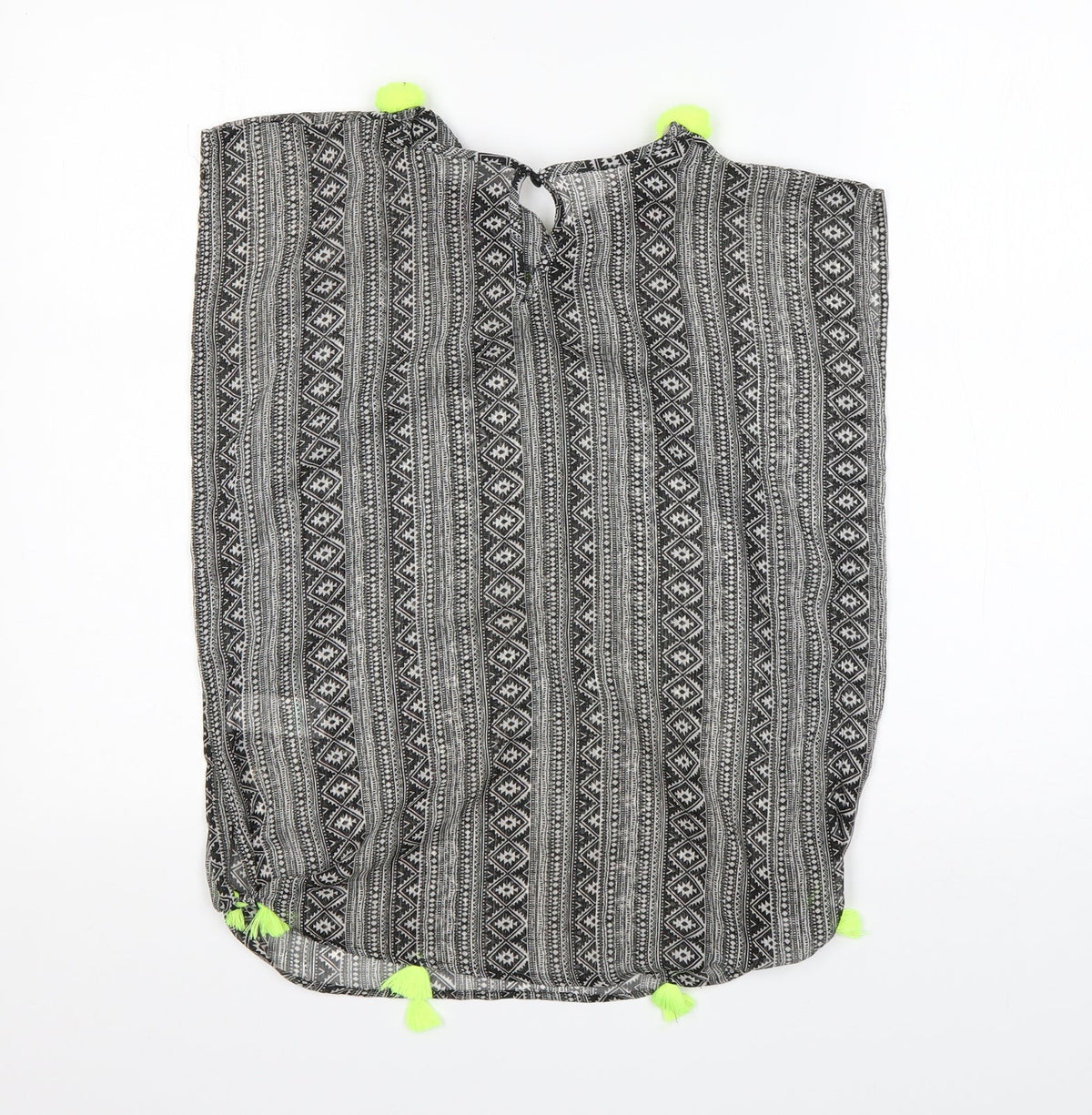 Back view of Matalan girls’ multicoloured fair isle polyester basic blouse, size 6-7, years round neck