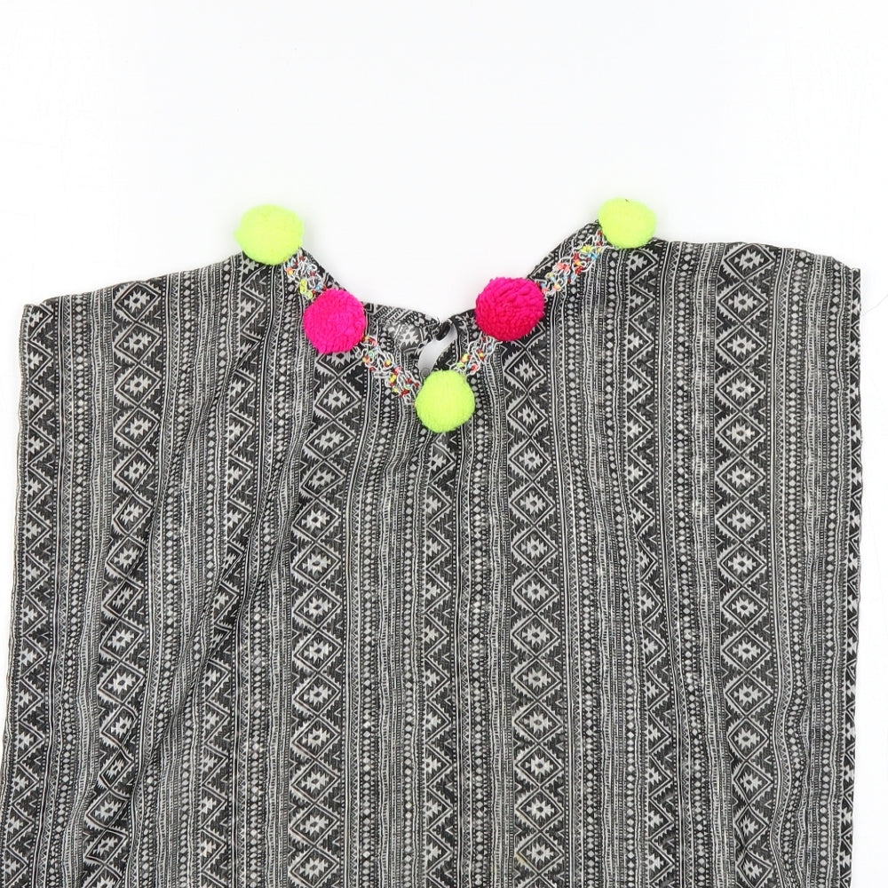 Close-up detail of Matalan girls’ multicoloured fair isle polyester basic blouse, size 6-7, years round neck