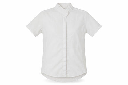 Front view of Dublin women’s white polyester basic button-up, size UK 10, collared