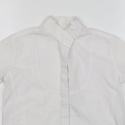 Close-up detail of Dublin women’s white polyester basic button-up, size UK 10, collared