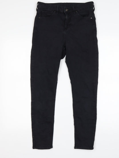 Topshop Womens Black  Cotton Skinny Jeans Size 28 in L27 in Regular