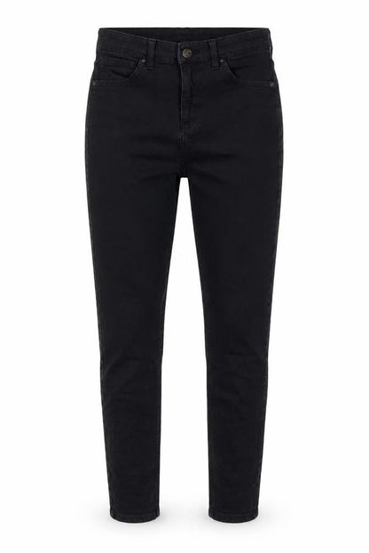 Front view of Topshop women’s black cotton skinny jeans, size UK 28, in, 27-inch leg regular