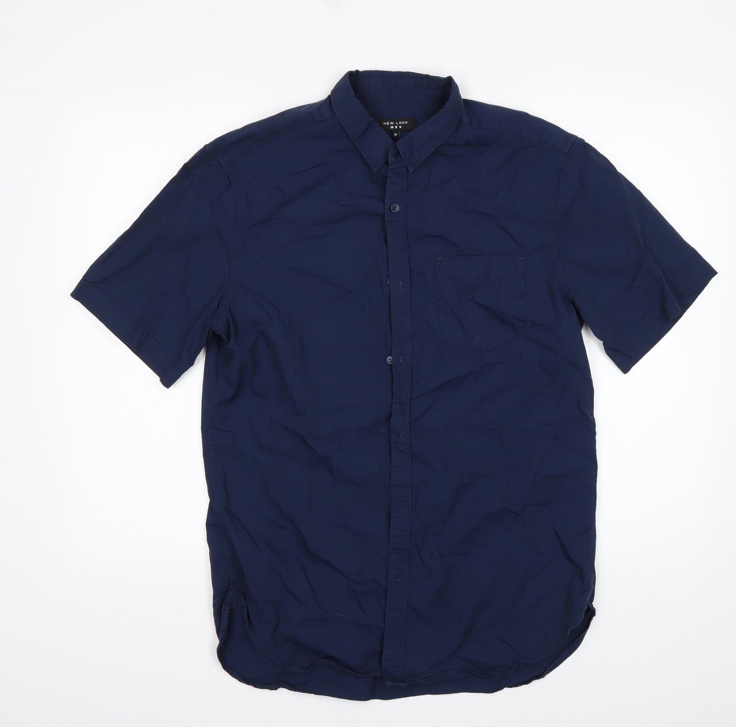 Mens UK Size M New Look Blue  Button-Up Short Sleeve Casual Shirt