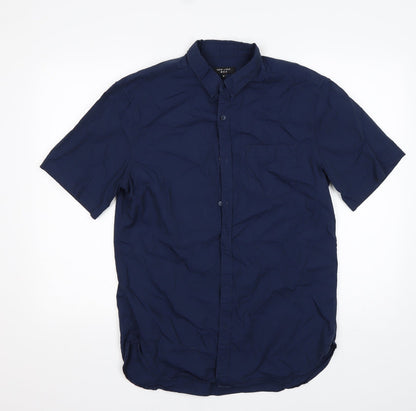 Mens UK Size M New Look Blue  Button-Up Short Sleeve Casual Shirt