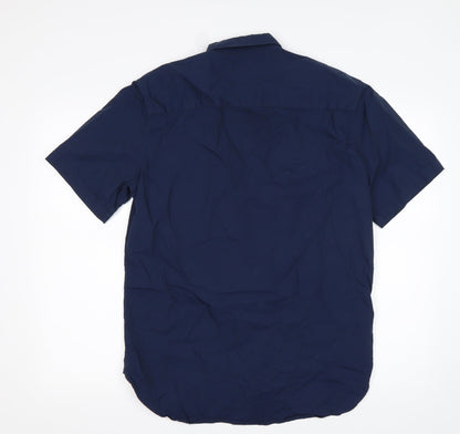 Mens UK Size M New Look Blue  Button-Up Short Sleeve Casual Shirt