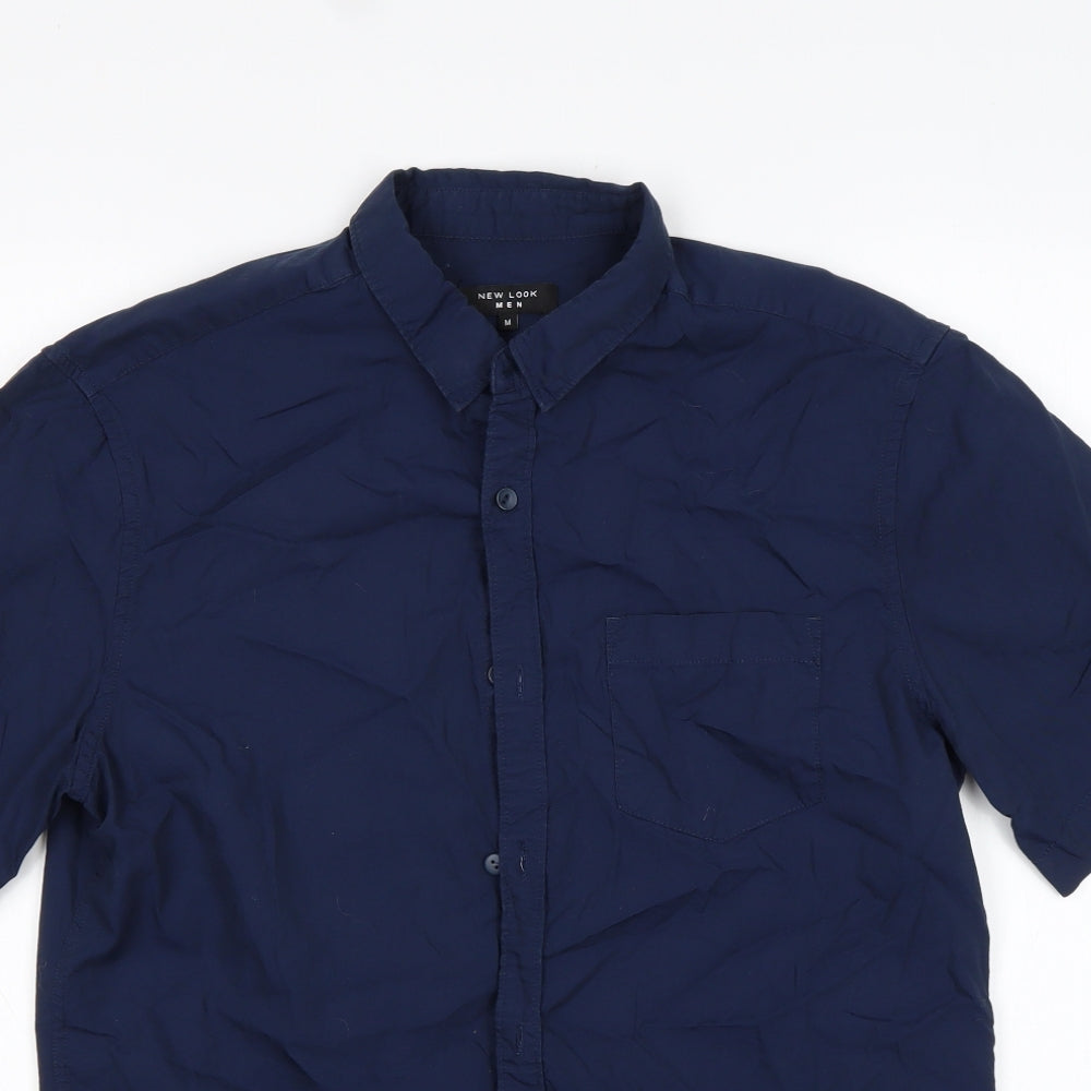 Mens UK Size M New Look Blue  Button-Up Short Sleeve Casual Shirt