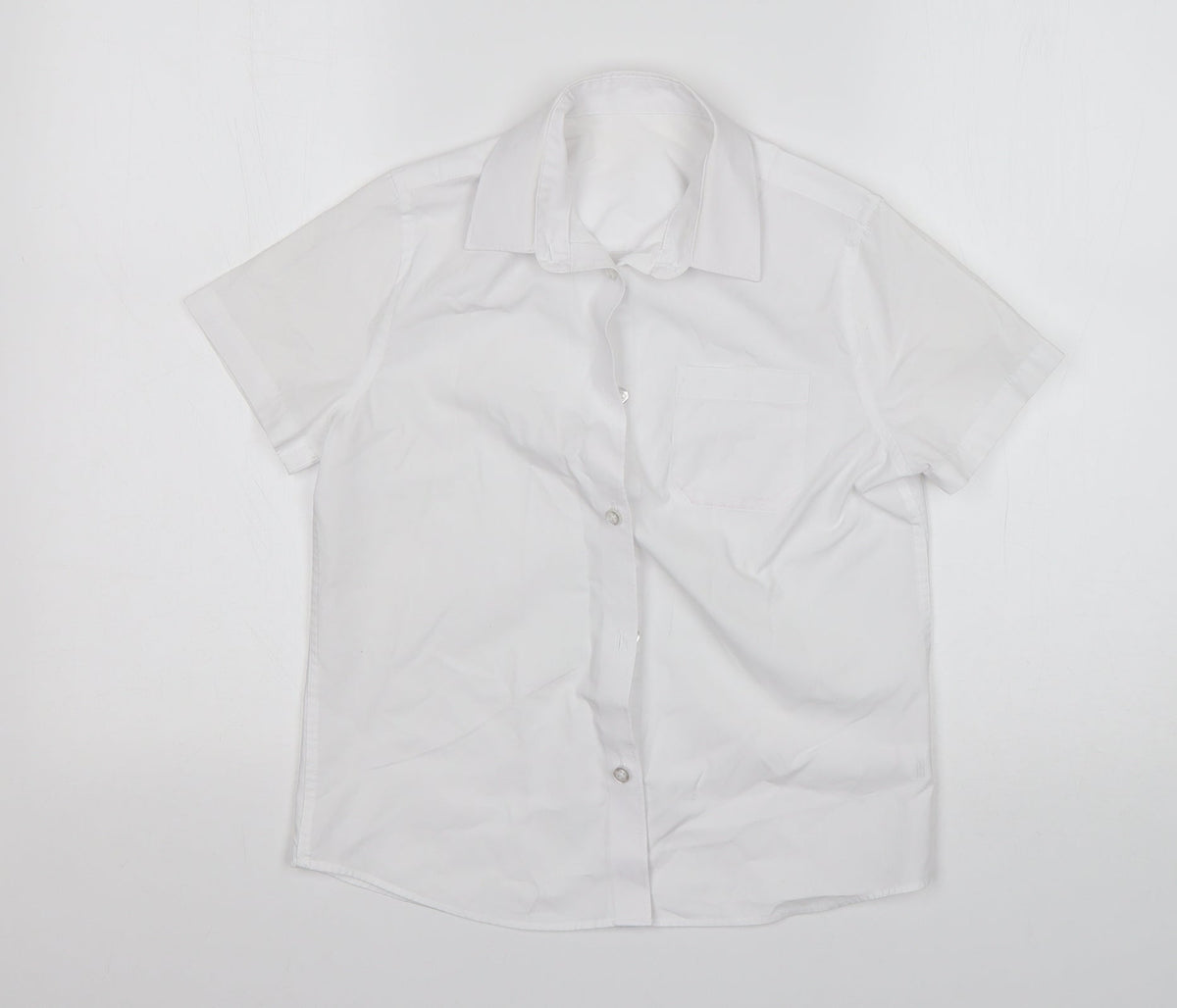Additional front view of F&F boys’ white polyester basic button-up, size 9-10, years collared