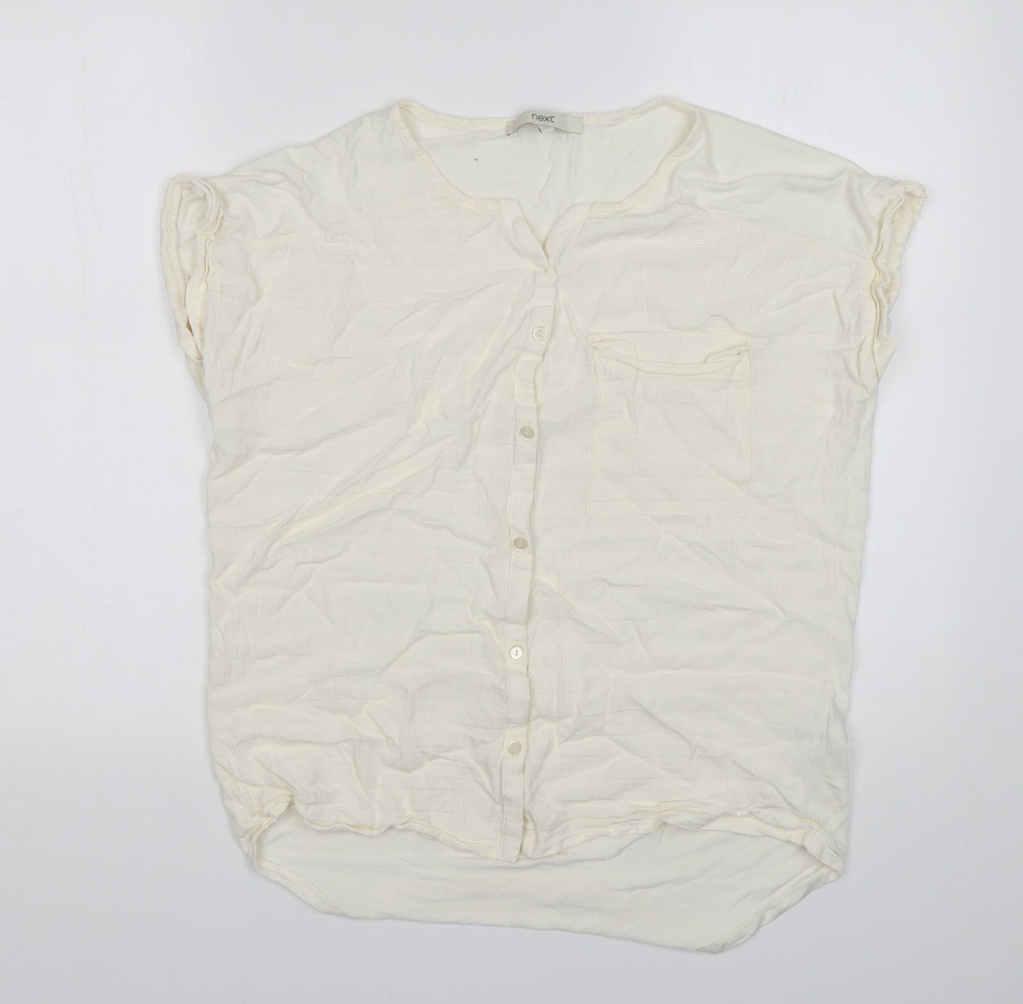 Womens UK Size 10 NEXT Ivory Basic Button-Up