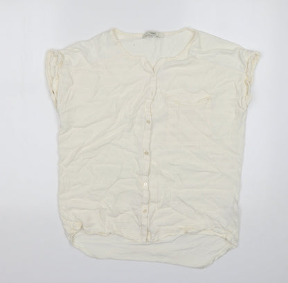 Womens UK Size 10 NEXT Ivory Basic Button-Up