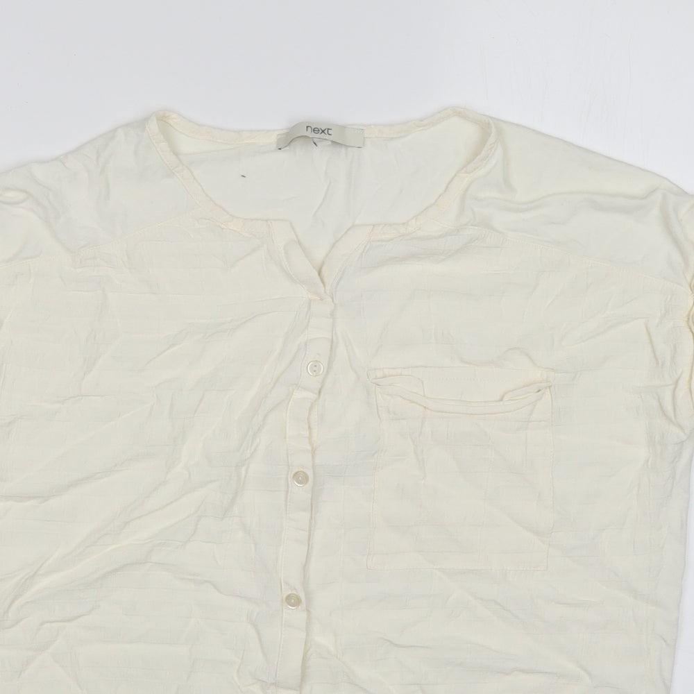 Womens UK Size 10 NEXT Ivory Basic Button-Up