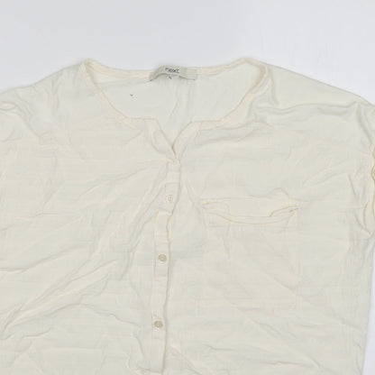 Womens UK Size 10 NEXT Ivory Basic Button-Up