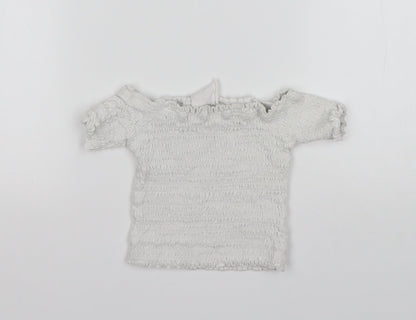 Primark Girls White  Polyester Basic Blouse Size 3-4 Years Off the Shoulder