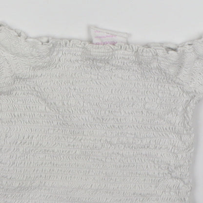 Primark Girls White  Polyester Basic Blouse Size 3-4 Years Off the Shoulder