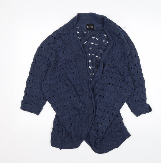 B. You Womens Blue V-Neck  Acrylic Cardigan Jumper Size 12