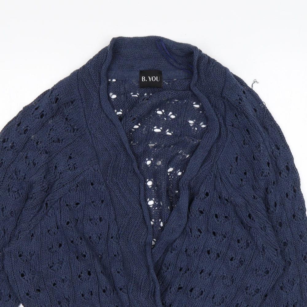B. You Womens Blue V-Neck  Acrylic Cardigan Jumper Size 12