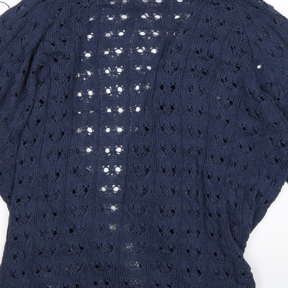 B. You Womens Blue V-Neck  Acrylic Cardigan Jumper Size 12