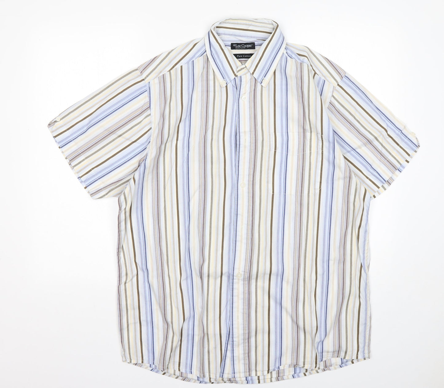Mens UK Size M Lee Cooper Multicoloured  Button-Up Short Sleeve Casual Shirt