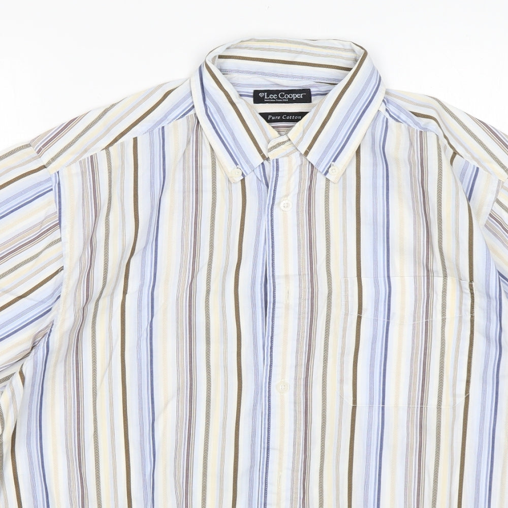 Mens UK Size M Lee Cooper Multicoloured  Button-Up Short Sleeve Casual Shirt